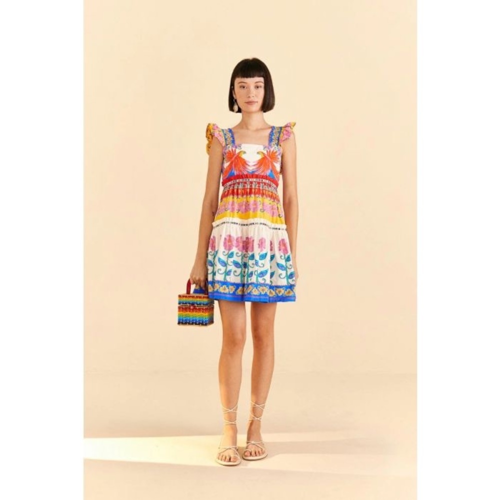 FARM RIO Vivid Garden Off-White Mini Dress - NEW without tags